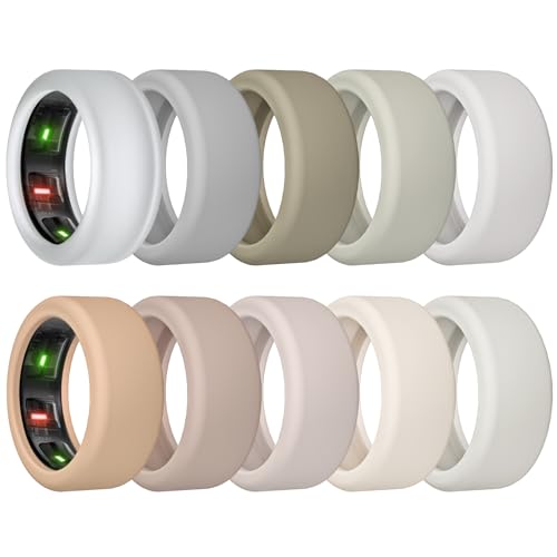 sylacor 10 Pack Ring Cover Compatible with Oura Ring Gen 4/Ceramic, Oura Ring Gen 3, Anti-Scratch Elastic Silicone Oura Ring Protector Case for Men Women Working Out Gym (10Collors-4, S (6/7/8/9/10))