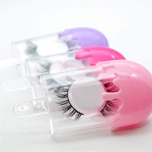 Oryougo 10 Pieces Cute Ice Cream Shape Eyelash Storage Boxes Melted Popsicle Empty False Mink Lashes Packaging Case With Clear Tray Travel Makeup Sample Container For Woman, Girls, Random Color #TOP7