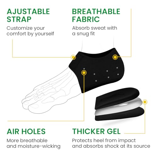 Plantar Fasciitis Gel Heel Protectors - Bukihome Heel Cups for Women Men Heels Spur Pain Relief - Heel Inserts Pads for Achilles Tendinitis Dry Cracked Heel Support Cushion, Large, UK Size 8-13 - 4