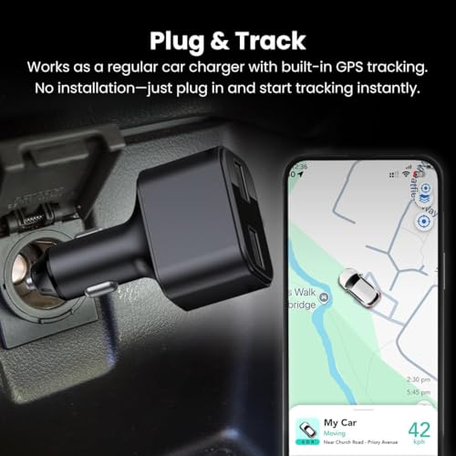 Image of Cigarette Lighter Plug n Play GPS Tracker Fit Any Vehicle for Car EV Truck Wireless GPS Tracker, Alexa Voice SOS Live Location Geo Fencing Overspeed Alerts, 1 Years Plan SIM | Android & iOS