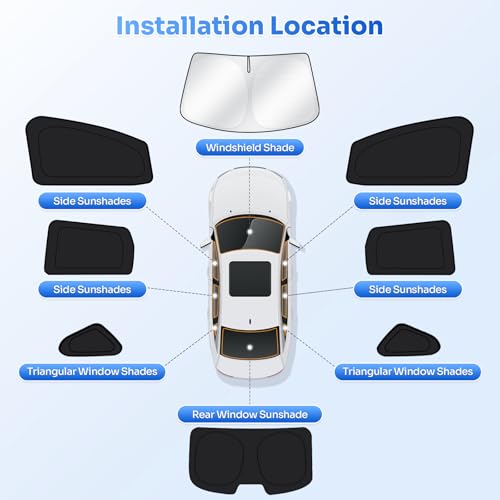 Image of Canvcle Window Shades for 2013-2018 Toyota Avalon Accessories Windshield Sun Shade Side Rear Window Covers Sunshade Sun Visor Shield Privacy Protection for Camping Keep Vehicle Cool Black 8PCS