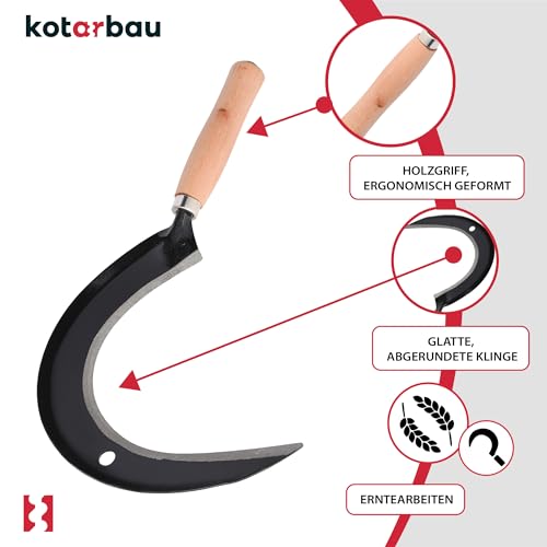 KOTARBAU® Rundsichel Handsichel Garten Handsense Sichel Garten geschmiedet Sensensichel 235 mm