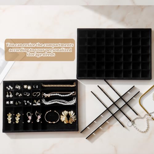 Image of Large Velvet Jewelry Tray Display Drawer Inserts 2 Pack