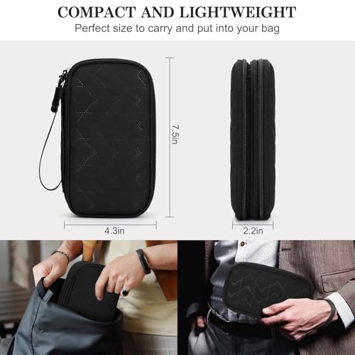 FYY Travel Organizer Pouch Electronic Accessories Carry Case Portable Waterproof Double Layers All-in-One Storage Bag for Cable, Cord, Charger, Phone, Pattern Black by FYY - Image 2