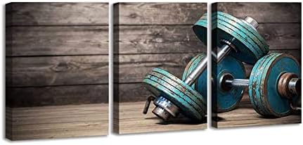 Modular Dumbbells Painting Modern Home Decor Poster 3 Pieces HD Printed Fitness Bodybuilding Gym Canvas Wall Art Wooden Art