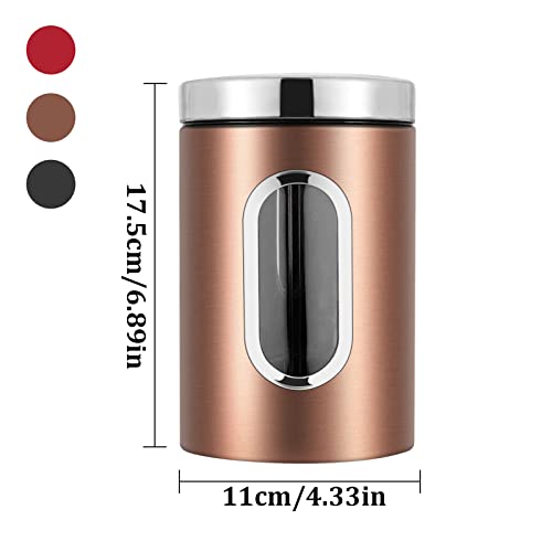 JOYBOY Vorratsdose,3 Stück Vorratsbehälter mit Sichtfenster,Aufbewahrung von Mehl Zucker Müsli Kaffee Tee|Metalldose mit luftdichtem Deckel