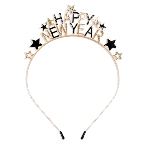 YAHPERN Happy New Year Headbands for Women Rhinestone New Year’s Eve Hairbands New Year Party Supplies Hair Accessory Gifts (Happy New Year)