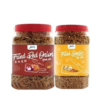 Jans Crispy Fried Garlic & Onion - Crunchy and Flavorful, Perfect Topping for Salads, Soups, and Main Dishes - 200g