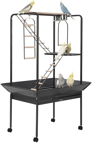 Amazon.com : Pet Products Parrot Playstand with Wheels, Bird Cage Stand ... - Wheel Playcenter Parrot Cages