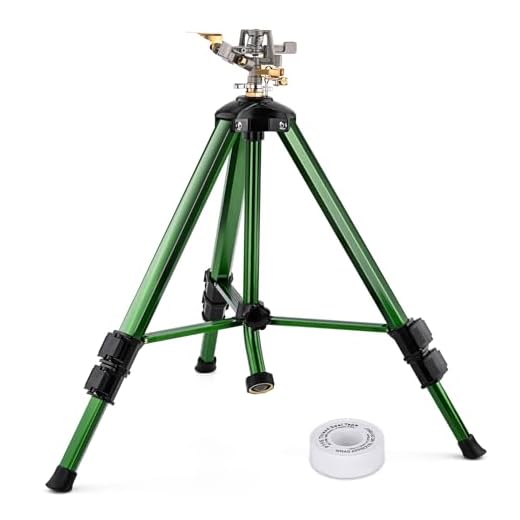Tripod Sprinklers for Yard, Yumatum Lawn Sprinkler with 360 Degree Large Area Irrigation, Heavy Duty Adjustable Height from 16”-37”, 3/4 Inch Connector Sprinkler for Lawn/Yard/Garden, 1 Pack