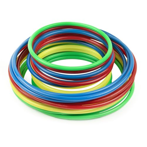 24 Stück Kunststoff Wurfringe Spielzeug, Wurfringe Kreise für Kinder, Spielring Toss Karneval für drinnen im Freien Sport Party Supplies Spiele (12cm-12pcs/18cm-12pcs)
