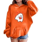 Halloween-Hoodie für Mädchen mit Herzmotiv, lockerer Schnitt,
