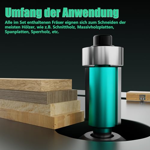 CSOOM 20-teiliges professioneller Fräser-Set für Holzbearbeitung mit Ersatzlagern, geeignet für 8mm Schaft, Hartlegierungsklingen, Holzbearbeitungswerkzeuge, verpackt in stabilen Holzkisten