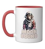 Astronaut Ape Going To Moon Stock Investor Investing Design Ceramic Mug, Red/White