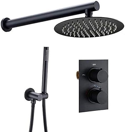 Ensemble de douche noir mat avec robinet mural de pluie pour salle de bain moderne