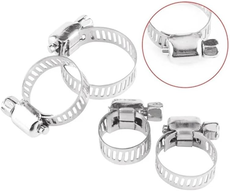 10pcs Adjustable Stainless Steel Hose Clamps - Heavy Duty Pipe Clamp Set for Automotive, Industrial, and Home Use(16mm-25mm)