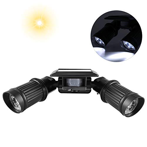 DualHead Luz solar ajustável com 14 LEDs, refletor solar com sensor de movimento, luz de segurança p