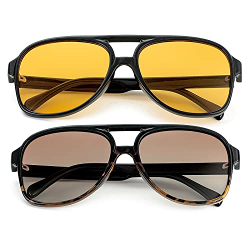 Image of Polarized Classic Vintage Aviator Sunglasses for Men Women Large Frame Retro 70s Sunglasses