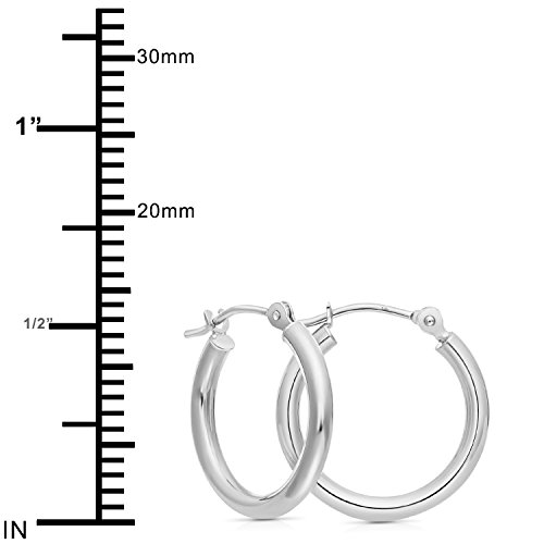 14K White Gold Polished Hoop Earrings, 0.5" Diameter #TOP5