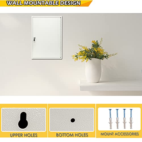 Furnishh Key Lock Box Wall Mount 100 Position Metal Locking Key Cabinet Organizer With Key Tags Key Safe Security Storage Lockbox Holder For Valets, Hotels, Car And House Keys, Key Keeper Box - White #TOP3