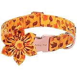SIZE: Medium Collar Width: 1"(2.5cm), Length: 13.5-22"(34-55.9cm). WELL MATERIAL: The fall dog collar with flower is made of cotton, which is very cute and comfortable, and it won't hurt the dog's skin. At the same time, halloween dog collar is easy ...