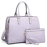 Dasein Women Satchel Handbags Shoulder Purses Totes Top Handle Work Bags with 3 Compartments (3-Purple)