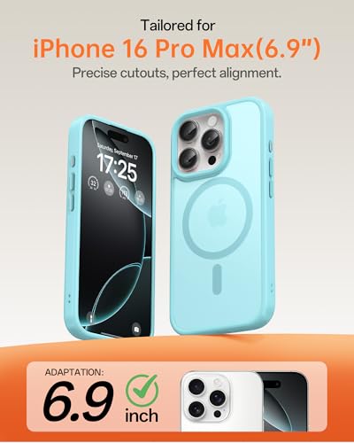 Image of UNBREAKcable Magnetic for iPhone 16 Pro Max Case 6.9-Inch, Compatible with MagSafe, Full Camera Protection, Built-in Magnetic Ring, Drop Protection Shockproof Slim Phone Cover - Mint Green