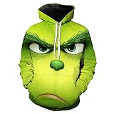 Halloween Weihnachten Grünes Haar Monster Grinch 3D Pullover Digital Print Hoodie Lässige lose Jacke