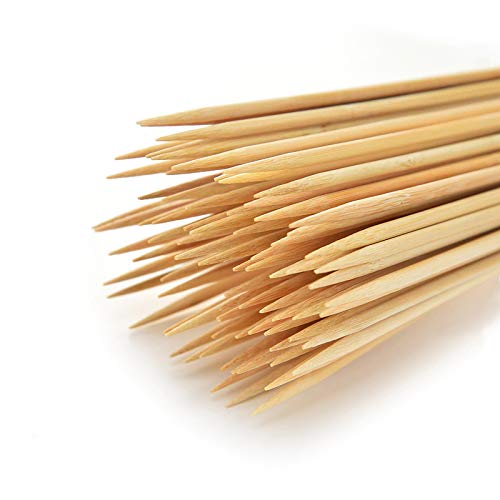 SAILAVY 100PCS Natural Bamboo Skewer Sticks 12IN Φ 4mm Premium Wooden Kabob Skewers for Barbecue Grilling Corn Dog Fruit Appetizer Chocolate Fountain and Crafting