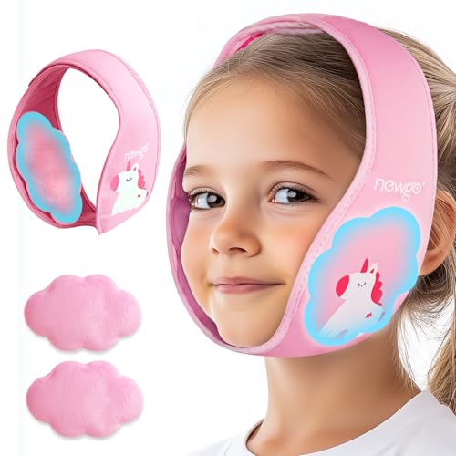 NEWGO Tonsillectomy Ice Pack for Kids Wisdom Teeth Ice Pack Head Wrap for Kids Tonsil Recovery Cavities Tooth Extraction Pain Relief Head Circumference of 20.8-25.6 Inches - Pink