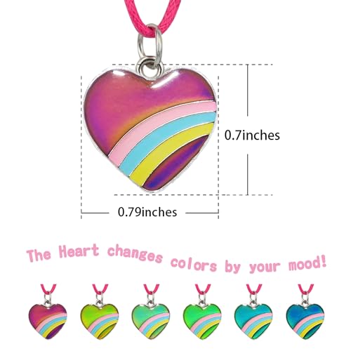Cute Rainbow Heart Color Change Pendant Mood Necklace Gift For Girls2