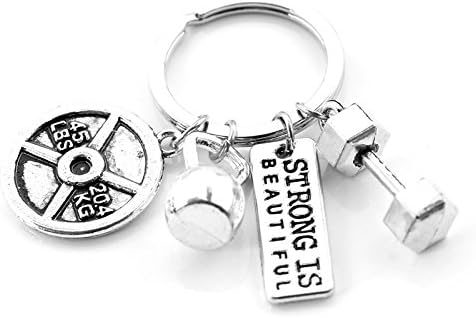 ShiQiao SplSport Keyring Christmas Gifts for Boyfriend Girlfriend Exercise Keyring with Weight Plate Dumbbell Kettlebell Birthday Gifts for Husband Wife