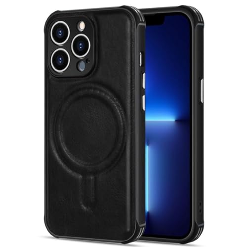 Étui de chargement sans fil pour iPhone 14 13 12 Pro Max et coque arrière en cuir noir iPhone 11