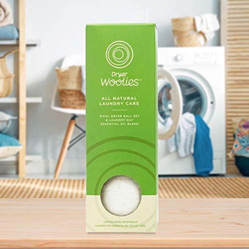 Dryer Woolies - Wool Dryer Balls (3 Pack) Reusable Organic Fabric Softener and Dryer Sheets Alternative Laundry Balls, Reduce Clothing Wrinkles and Drying Time