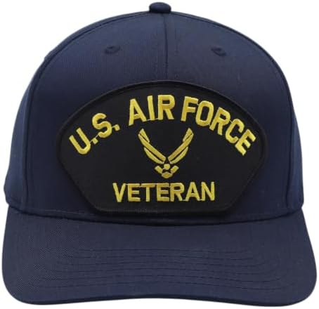 Infinite Hats US Air Force Veteran Patch Retired Adjustable Baseball Cap (Navy (Gold Wings))
