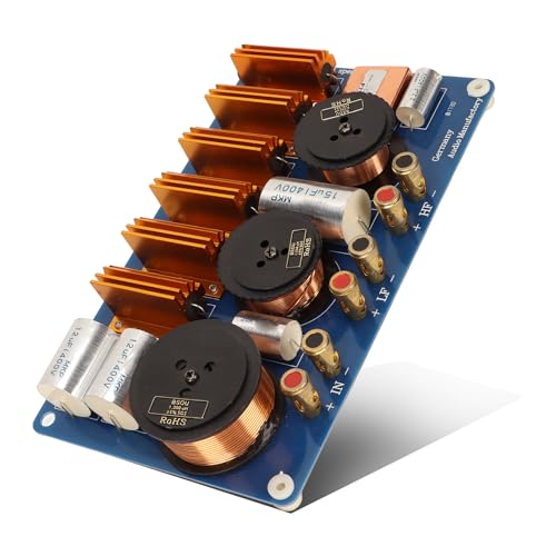 ASHATA 2 Way Speaker Crossover, Speaker Audio Frequency Divider, Frequency Distributor Divider, 2 Way Speaker Audio Crossover Filter, for Conference, Stage Speakers