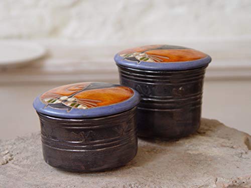 Orange Blue Lidded Pottery Bowl, Cat Bowl, Kitchen Canister, Ceramics And Pottery Sugar Jar, Lidded Clay Box, Kitchenware, Danko Pottery #TOP7