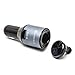 Produktbild Maxfield 6100006 Bluetooth Headset, Mini-Kopfhörer, Freisprechanlage mit KFZ 12-24V Ladegerät Docking Station mit USB Ausgang, 5V 2.1A für Auto, PKW, LKW, Schwarz/Grau