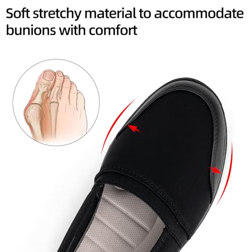 Image of Women's Orthopedic Loafers Stretchy Slip-on Comfort Walking Work Flat Shoes for Bunions