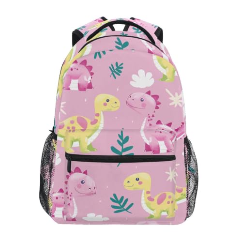 Sac à dos école dinosaures roses pour voyage et ordinateur portable des ados