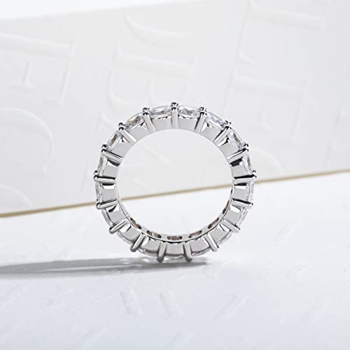 Cubic Zirconia Eternity Band,5A Grade D Color Lab Greated Diamond Triple Row/Round Cut/Cushion Cut/Emerald Cut，925 Sterling Silver CZ Wedding Band Eternity Ring4