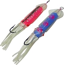 طعم صيد سمك على شكل كالاماري سيليكون مع خطاف وثقالة بالداخل، من قطعتين، لون 153