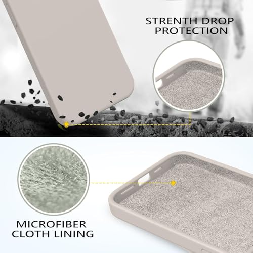 Image of Elzzi Microfiber Candy Case Compatible for iPhone 13 Pro 6.1 Inch Shockproof Slim Back Cover Liquid Silicone Case (Stone Grey)