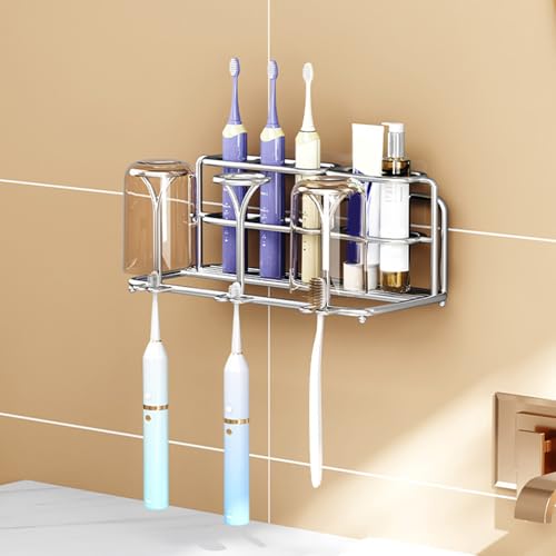 Accessoire de rangement pour brosse à dents et dentifrice inox - 5