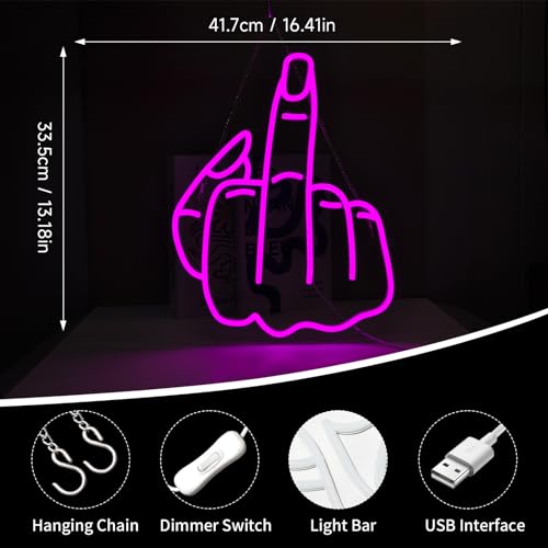 Image of Finger Neon Sign Led Light Up Signs for Wall Decor Usb Powered Neon Light Signs Indoor Light for Room Decor Holiday Gift