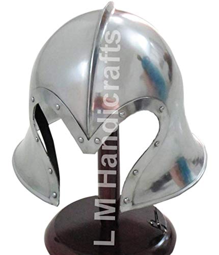 L M Handicrafts European Medieval Armour Barbuta Helmet Re-Enactment LARP Costume Replica Helmet Silver viking helmet knight helmet spartan helmet medieval armor cosplay helmet