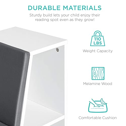 Best Choice Products 6-Cubby Kids Bedroom Storage Organizer, Multi-Purpose Bookcases, Shelf Furniture Decoration W/Cushioned Reading Nook - White #TOP5