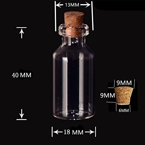 Package of 24 Small Mini Glass Jars with Cork Stoppers - Size: 1-1/2" Tall X 3/4 Inches Diameter