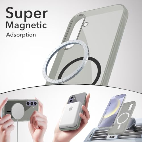 Image of Jkobi Lifetime Anti-Yellow MagSafe Compatible Clear Back Cover Case for Samsung Galaxy S24 Plus (Sleek Hard Crystal | Shockproof and Camera Protection)