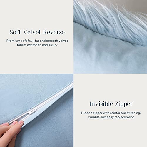 Image of Phantoscope Decorative Light Blue New Luxury Series Merino Style Fur Throw Pillow Case Cushion Cover 20 inch x 20 inch